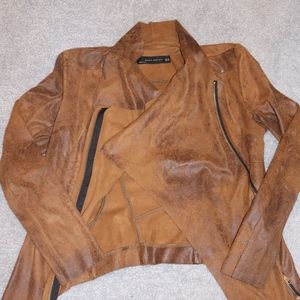 Zara - Faux-Suede Front Drape Jacket